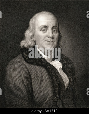 Benjamin Franklin 18th Century American Scientist Inventor And Stock ...