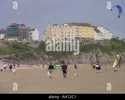 Tenby South Beach in the seaside town of Tenby Pembrokeshire Wales GB UK 2003 Stock Photo