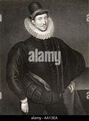 Fulke Greville, 1st Baron Brooke, 1554 to 1628.  English philosophical poet and exponent of a plain style of writing. Stock Photo