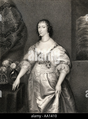 Henrietta Maria of France, 1609 – 1669. Queen consort of England, Scotland, and Ireland as the wife of King Charles I. Stock Photo