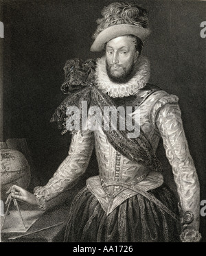 Sir Walter Raleigh, c 1554 - 1618. English landed gentleman, writer, poet, soldier, politician, courtier, spy and explorer. Stock Photo