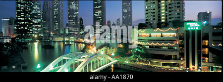Singapore night skyline Stock Photo