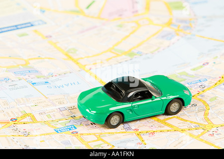 Toy car on map of london Stock Photo