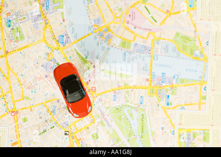 Toy car on map of london Stock Photo