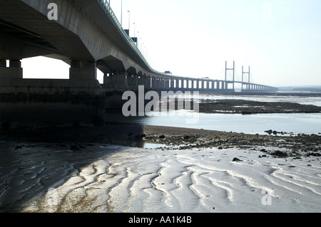 The second Severn bridge spanning the river between England and Wales Stock Photo