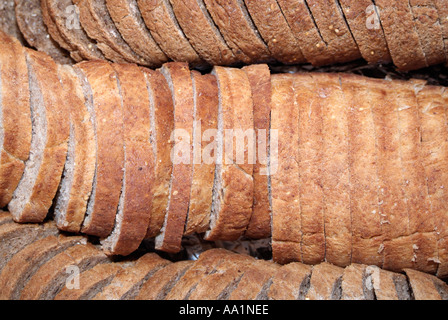 Sliced Bread, Close Up, Overhead View. Stock Photo