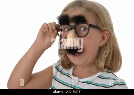 Girl Wearing Groucho Glasses Stock Photo