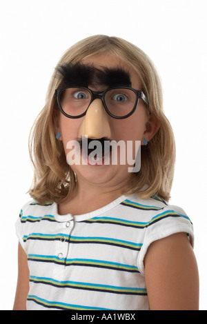Girl Wearing Groucho Glasses Stock Photo