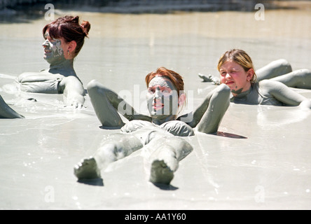 Tourists enjoy the Mud Baths at Dalyan in Turkey Stock Photo