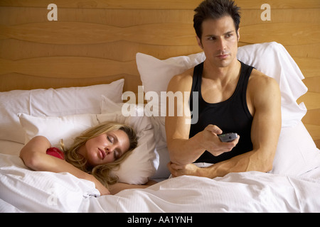 Couple in Bed Stock Photo