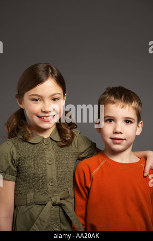 Portrait of Brother and Sister Stock Photo