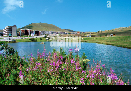 The modern resort of l'Alpe d'Huez, French Alps, Isère, France Stock Photo