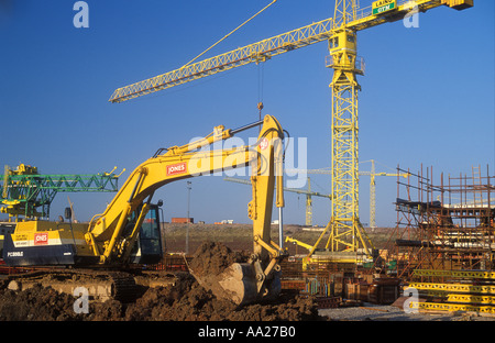 Construction site with cranes working on second Severn Crossing Avonmouth UK Stock Photo