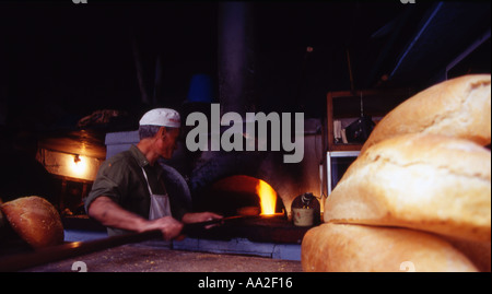 Greece West Lesvos The Baker in Vatoussa Village Stock Photo