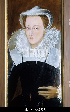 Mary Queen of Scots House, Jedburgh, painted panel portrait, history, Scotland, UK, Scottish Borders, heritage, travel, tourism, Stock Photo