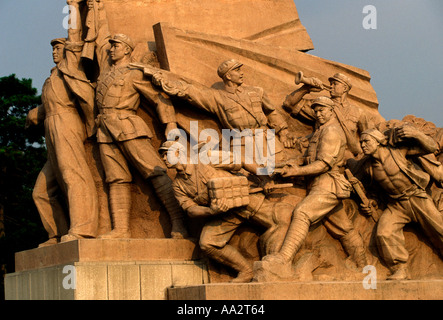 Socialist art statue, Socialist art, Communist art, stone sculpture, monument, Tiananmen Square, Beijing, Beijing Municipality, China, Asia Stock Photo