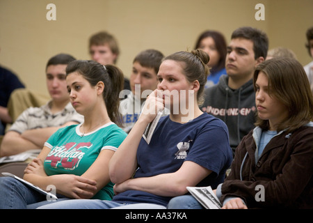 High school students listen to a class lecture in a US Classroom Stock Photo