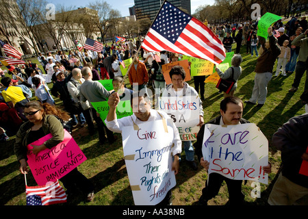 New Haven Connecticut Immigrants protest US Government immigration laws on the New Haven Green Illegal Immigration Stock Photo
