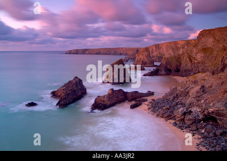 Bedruthan Steps sunset Cornwall 2005 Stock Photo
