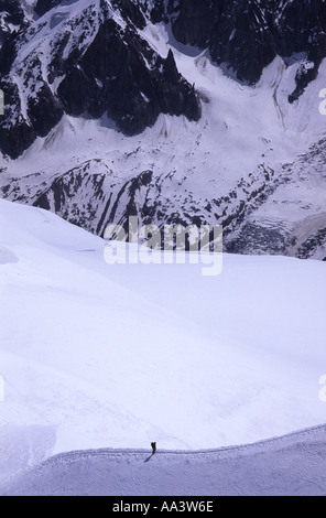 Climber on the Aiguille du Midi Mont Blanc Chamonix Haute Savoie France Stock Photo