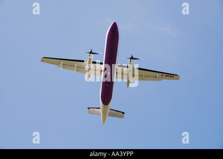 The underside of an aircraft taking off from Cardiff Wales Airport Stock Photo