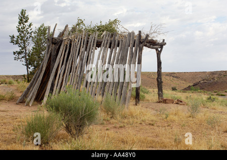 Navajo wickiup a summer shelter on the Navajo Nation reservation in Canyon de Chelly Arizona. Digital photograph Stock Photo