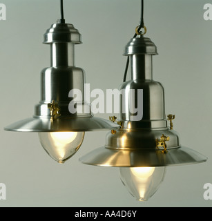 Close-up of stainless steel Fisherman's style ceiling lights Stock Photo
