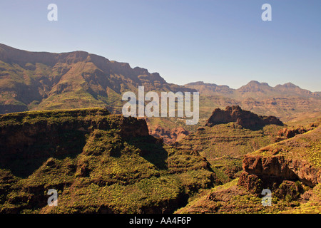 MIRADOR EL GURIETE. THE BARRANCO de TIRAJANA. GRAN CANARIA. CANARY ISLANDS. EUROPE. Stock Photo