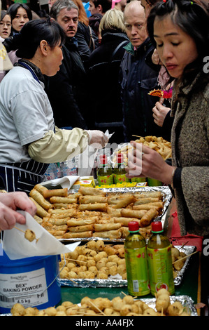 Selling exotic food, Chinese New Year, London Stock Photo