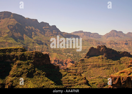 MIRADOR EL GURIETE. THE BARRANCO de TIRAJANA. GRAN CANARIA. CANARY ISLANDS. EUROPE. Stock Photo