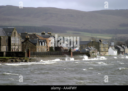 Part of the seafront at Helensburgh with a rough sea Scotland Stock Photo