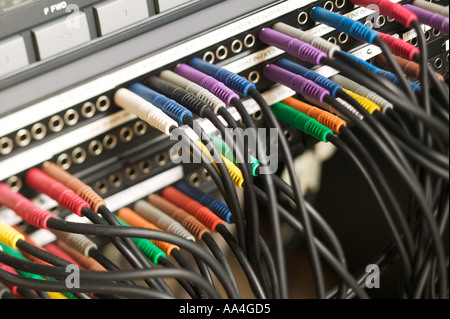 Recording studio equipment Patch panel Stock Photo