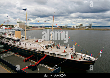 Her Majesty's Yacht HMY Britannia exhibition ship at Ocean Terminal, Leith, Edinburgh, Scotland. Stock Photo