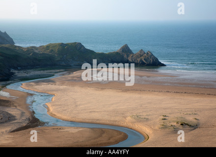 Three Cliffs Bay at the Gower South Wales Stock Photo