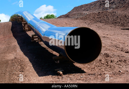 LNG pipeline being constructed on hillside  farmland above Hay on Wye Powys Wales UK Stock Photo