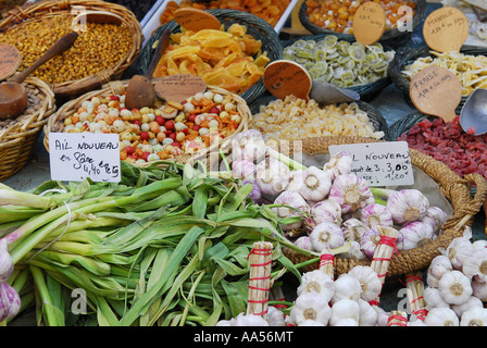 organic vegetables on market stall, provence, france Stock Photo