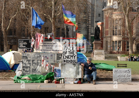 Brian Haw peace protester Parliament Square, London Stock Photo