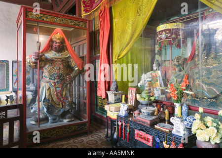 Hoi An, Vietnam. Altar and statue of General Chau Xuong inside the Quang Cong Temple UNESCO World Heritage Site Stock Photo