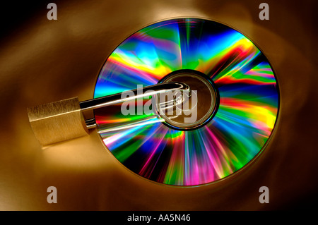 CD and padlock Stock Photo
