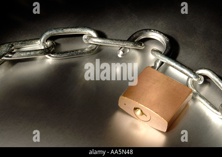 Chain and open padlock Stock Photo