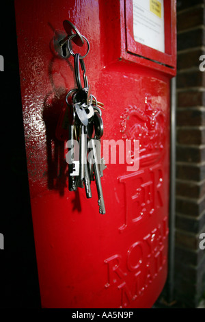 POSTBOX WITH KEYS IN LOCK Stock Photo