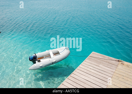 Floating boat in Rosario Islands in Colombia Stock Photo