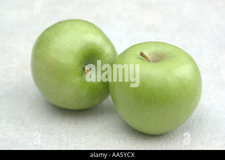 Green apple, two apples, pair fresh healthy fruit Stock Photo