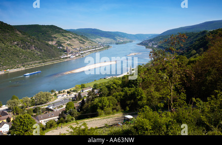 The Rhine River and Rhine Valley in Rhineland, Germany, Europe Stock Photo