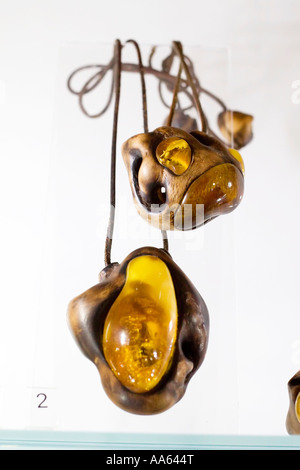 Display of amber jewellery, Gdansk, Pomerania, Poland, Stock Photo