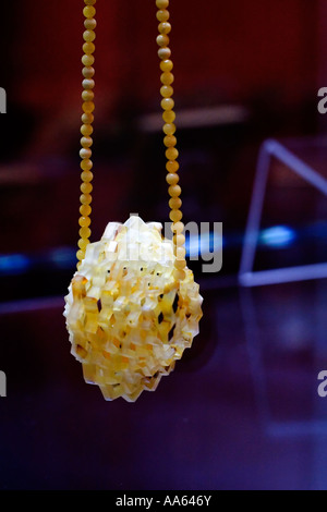 Display of amber jewellery, Gdansk, Pomerania, Poland, Stock Photo