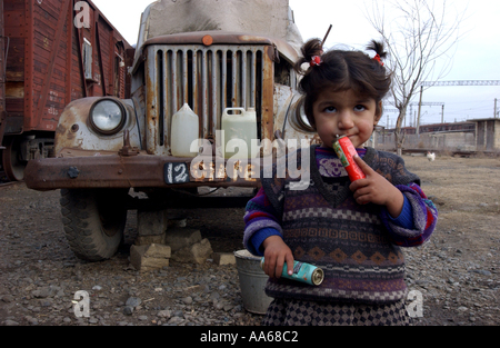 Imishli District Azerbaijan January 12 2003 Refugees and IDP s Internally Displaced People living for the last ten years in Stock Photo