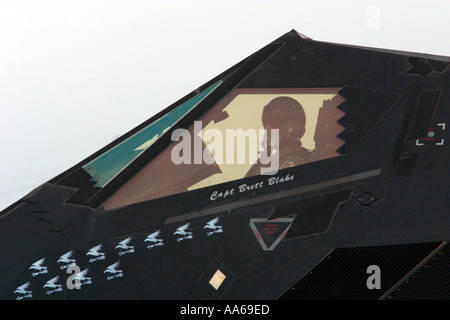 United States Air Force F 117A Stealth Fighter with pilot in cockpit Stock Photo