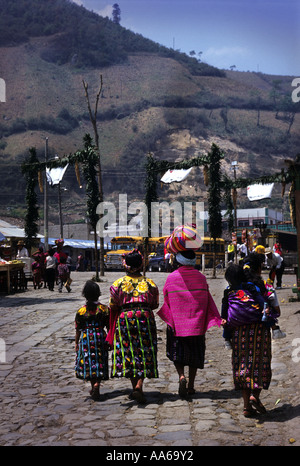 QUICHE VILLAGERS DURING SEMANA SANTA CELEBRATIONS IN ZUNIL GUATEMALA Stock Photo