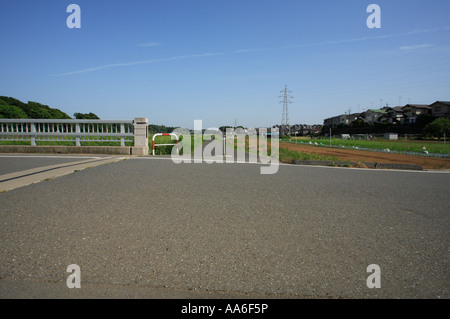 Bridge between Nagareyama City and Matsudo City in Chiba Prefecture, Japan. Stock Photo